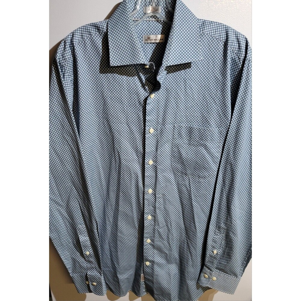 Peter Millar Mens Long Sleeve Button Front Shirt Size L